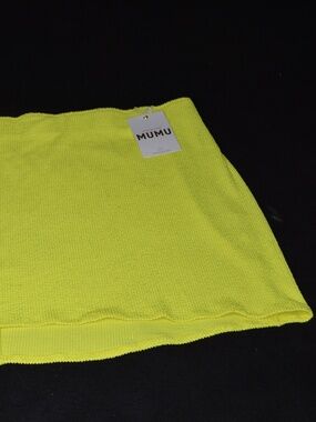 Show Me Your Mumu Mary Mini Scrunch Skirt Highlighter Yellow Swim Coverup Sz 3X